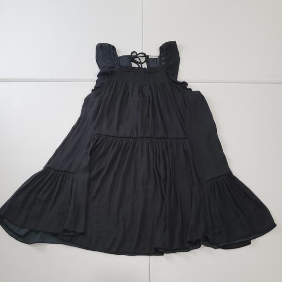Free People Dress Women Small Black Ruffle Sleeveless Boho Whimsigoth Mini Flowy - Picture 1 of 9